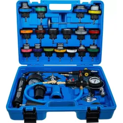 Tester tlaka hladilnika in sistema hlajenja | vključen sistem za ponovno polnjenje | 28-delni komplet BGS technic