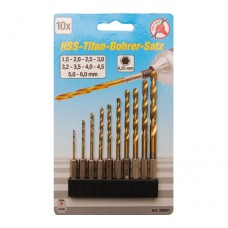 Set svedrov HSS s titanovo prevleko, 10 delni BGS